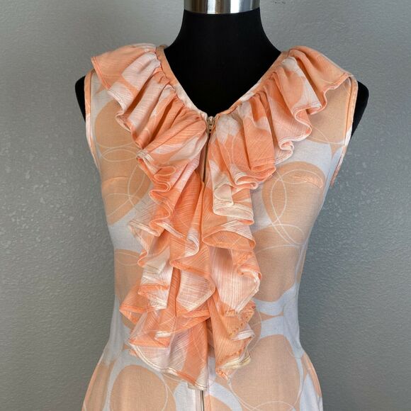 Evelyn Pearson Vintage 60s Ruffle Front Lounge Jumpsuit Size S Peach Wide Leg - Picture 2 of 10